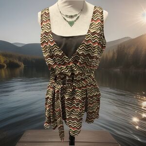 Nine West: Art Deco SILK Empire Waist Layered Top Sz 10